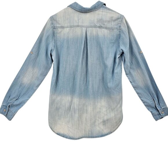 Anthropologie Cloth & Stone Womens S Chambray Two Tone Lyocell Button Up Shirt - Picture 3 of 9